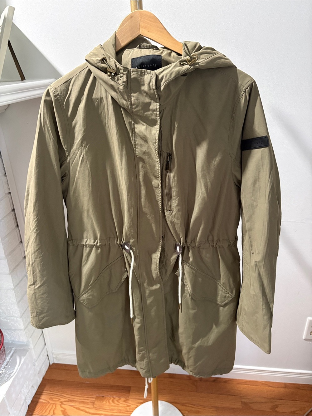 Sanctuary Olive Hooded Trench Coat